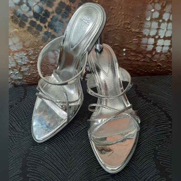 Zara Elegant Silver Strappy Heels - Picture 11 of 12